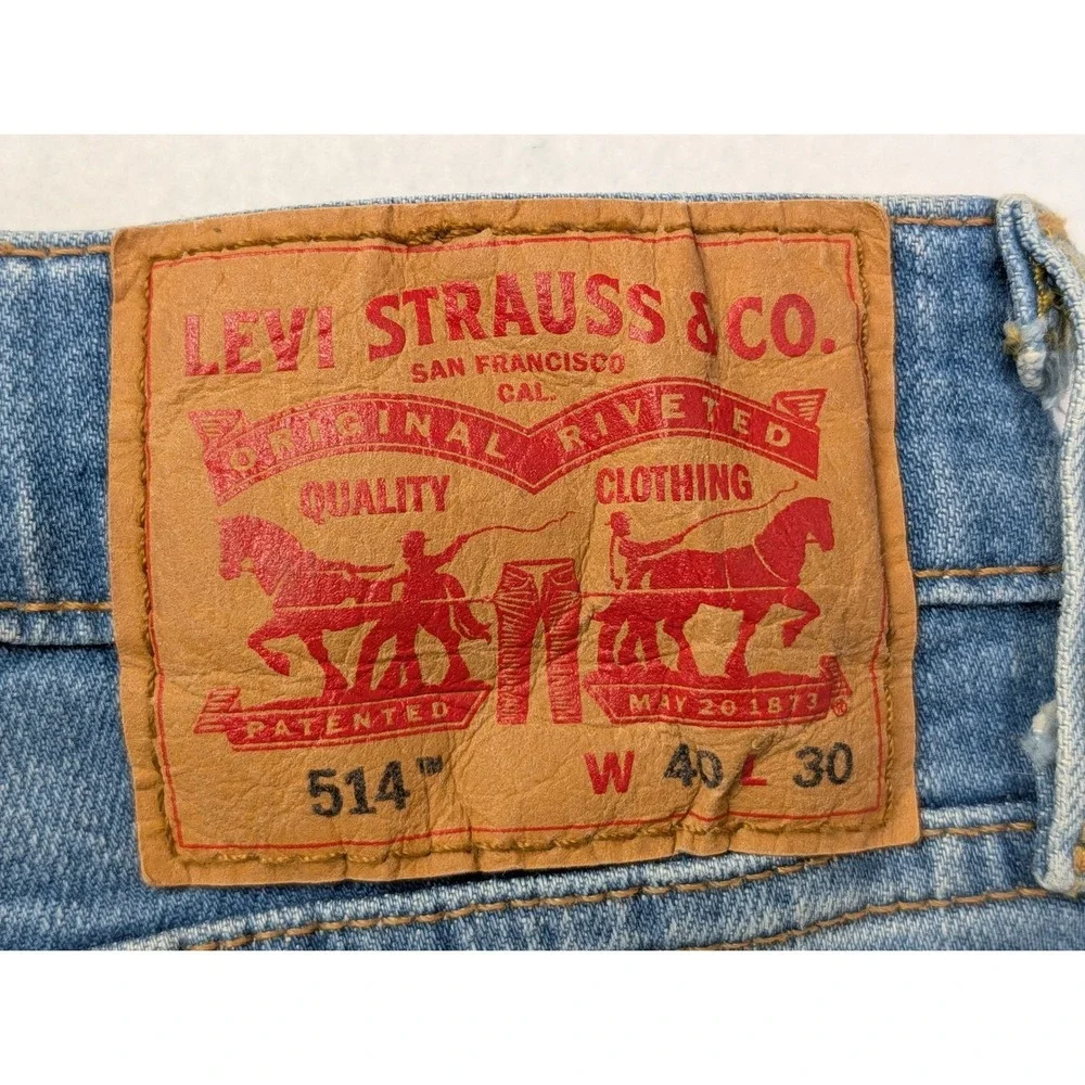 Levi's 514 Mens Jeans 40 x 30‎ Straight Fit Stretch Blue